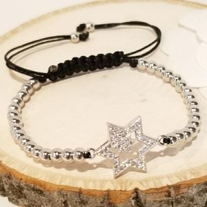 NEW Pave CZ Star Draw Strings Bracelet
